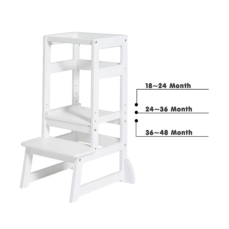 SDADI LT05W Mother's Helper Adjustable Height Kids Kitchen Step Stool， White