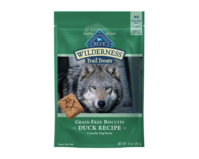 Blue Buffalo Wilderness Trail Treats High Protein Grain Free Crunchy Dog Treats Biscuits - Duck Recipe， 10 oz.