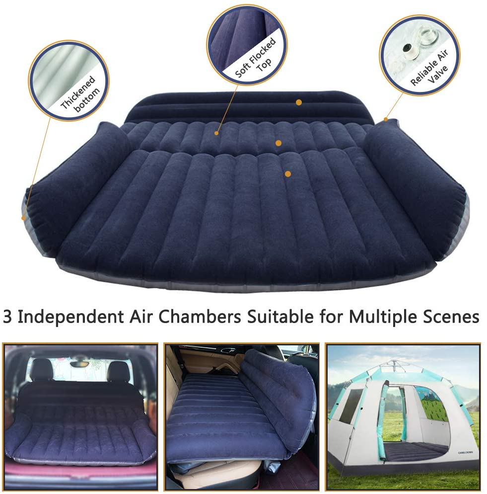 QDH SUV Air Mattress - Car Bed Back Seat Mattress - Portable Car Mattress for Vehicle Cushion Air Bed Inflatable Mattress Car Bed with Air-Pump - Travel Mattress Camping Blow Up Mattress for SUV