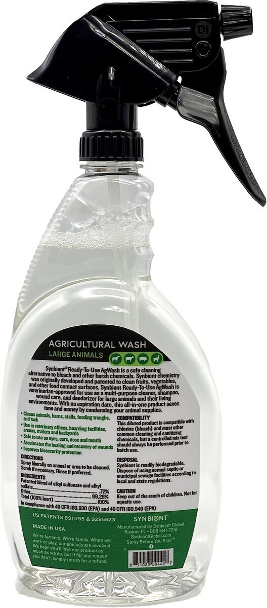 Synbiont Agricultural Wash Ready to Use Pet Cleaner， 32-oz bottle