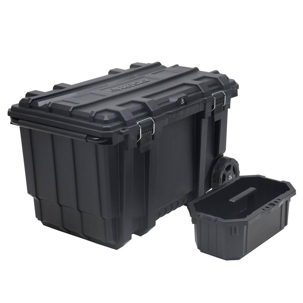 Husky 23 in. 50 Gal. Black Rolling Toolbox with Keyed Lock and Portable Hand Tool Tray 206319