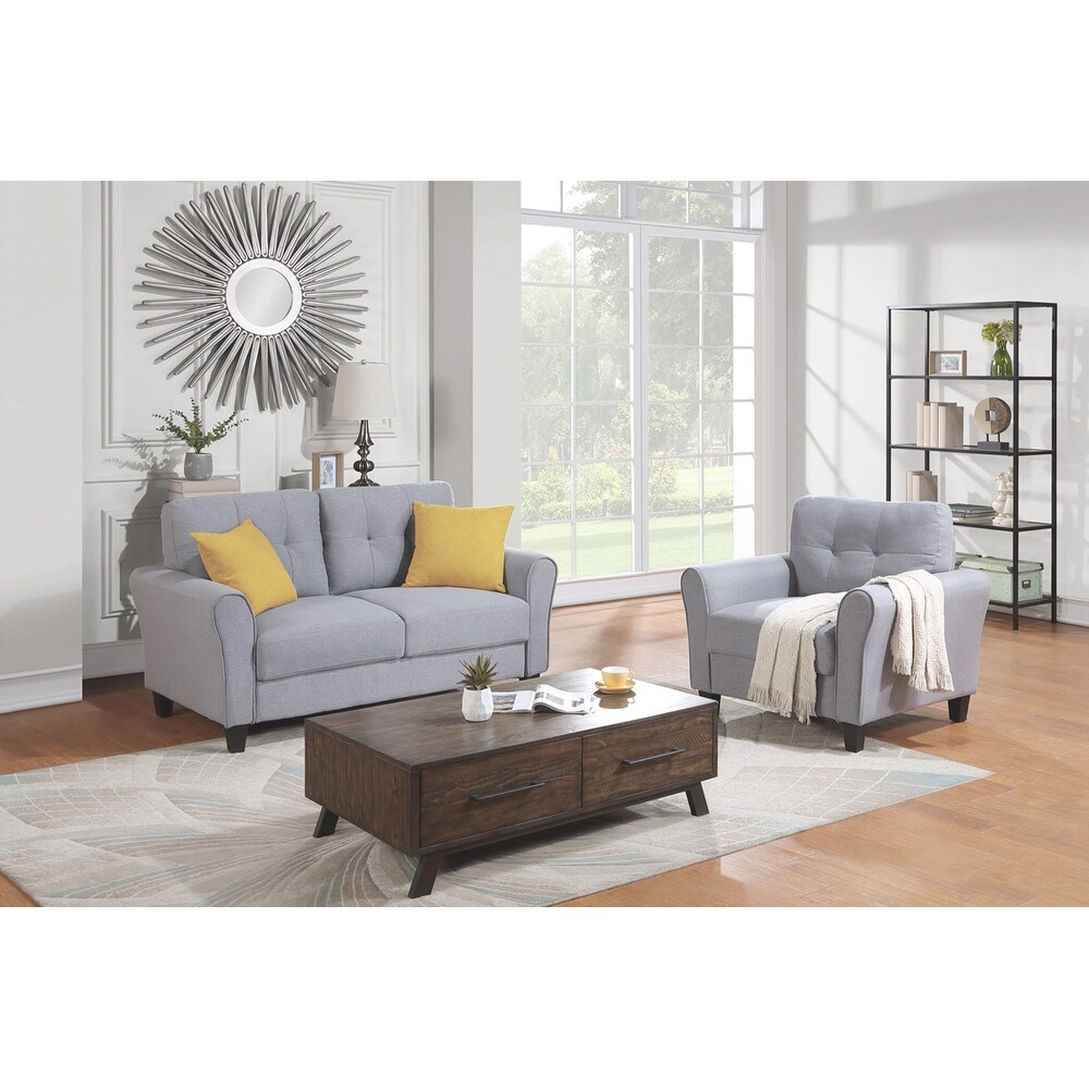 Modern Living Room Sofa Set Linen Upholstered Couch (1+2 Seat)