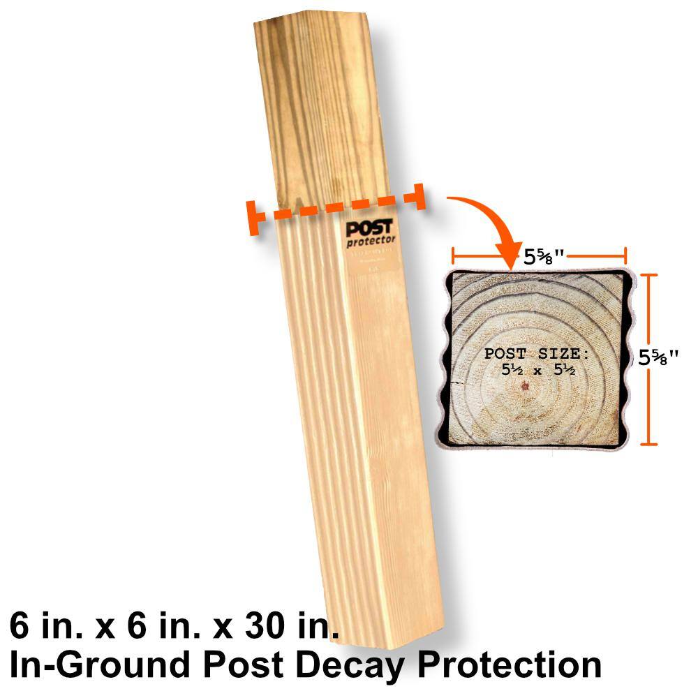 Post Protector 6 in. x 6 in. x 30 in. In-Ground Fence Post Decay Protection 6630