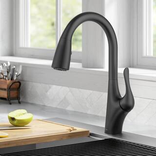 KRAUS Merlin Single Handle Pull-Down Kitchen Faucet in Matte Black KPF-1674MB