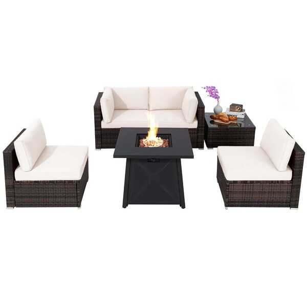 6PCS Patio Conversation Set Sofa Set w/ 30