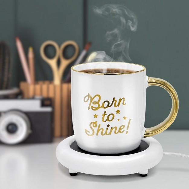 Galvanox Soho Electric Ceramic 12oz Coffee Mug With Warmer Born To Shine Makes Great Gift