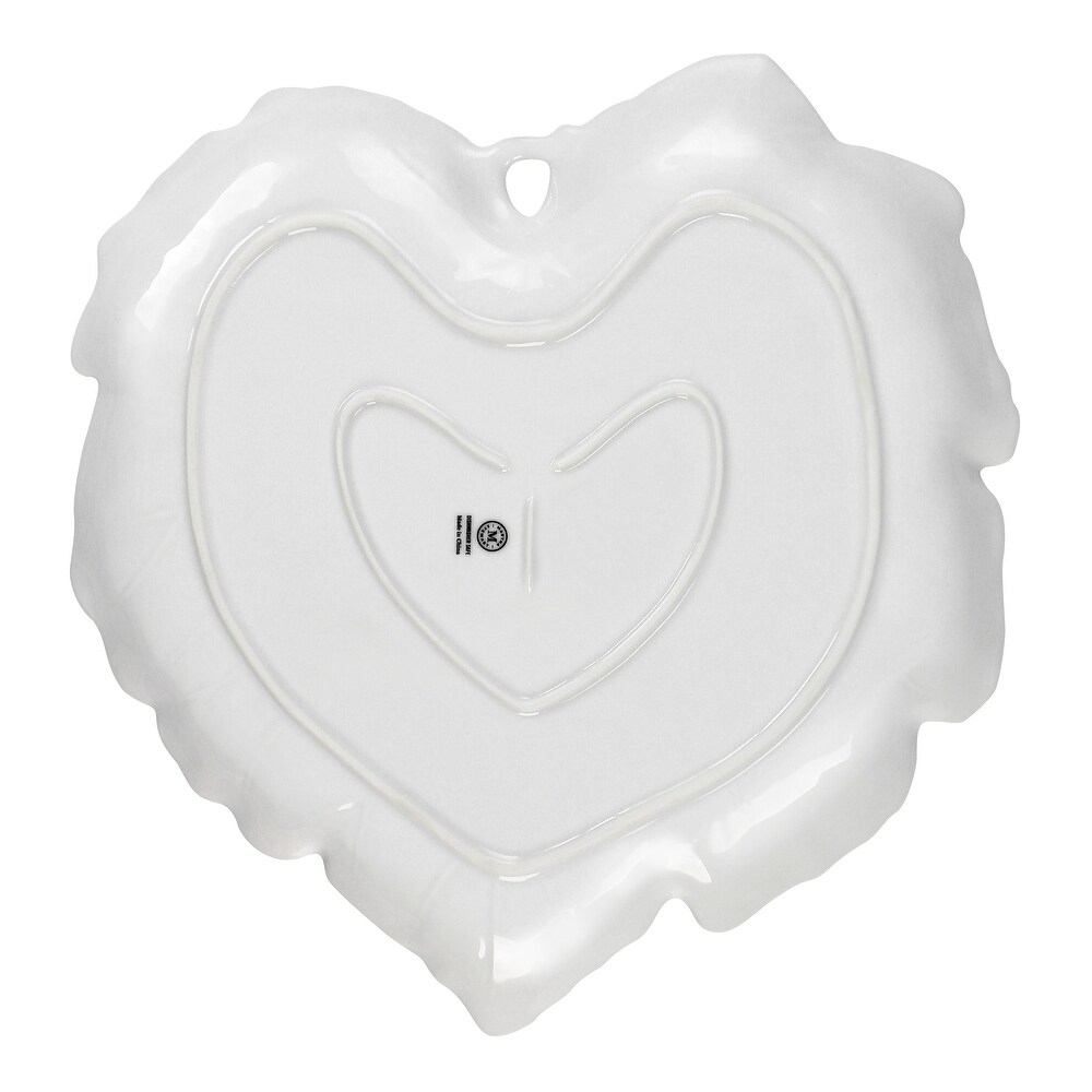 Martha Stewart 15.3in Fine Ceramic Leaf Shaped Platter in White