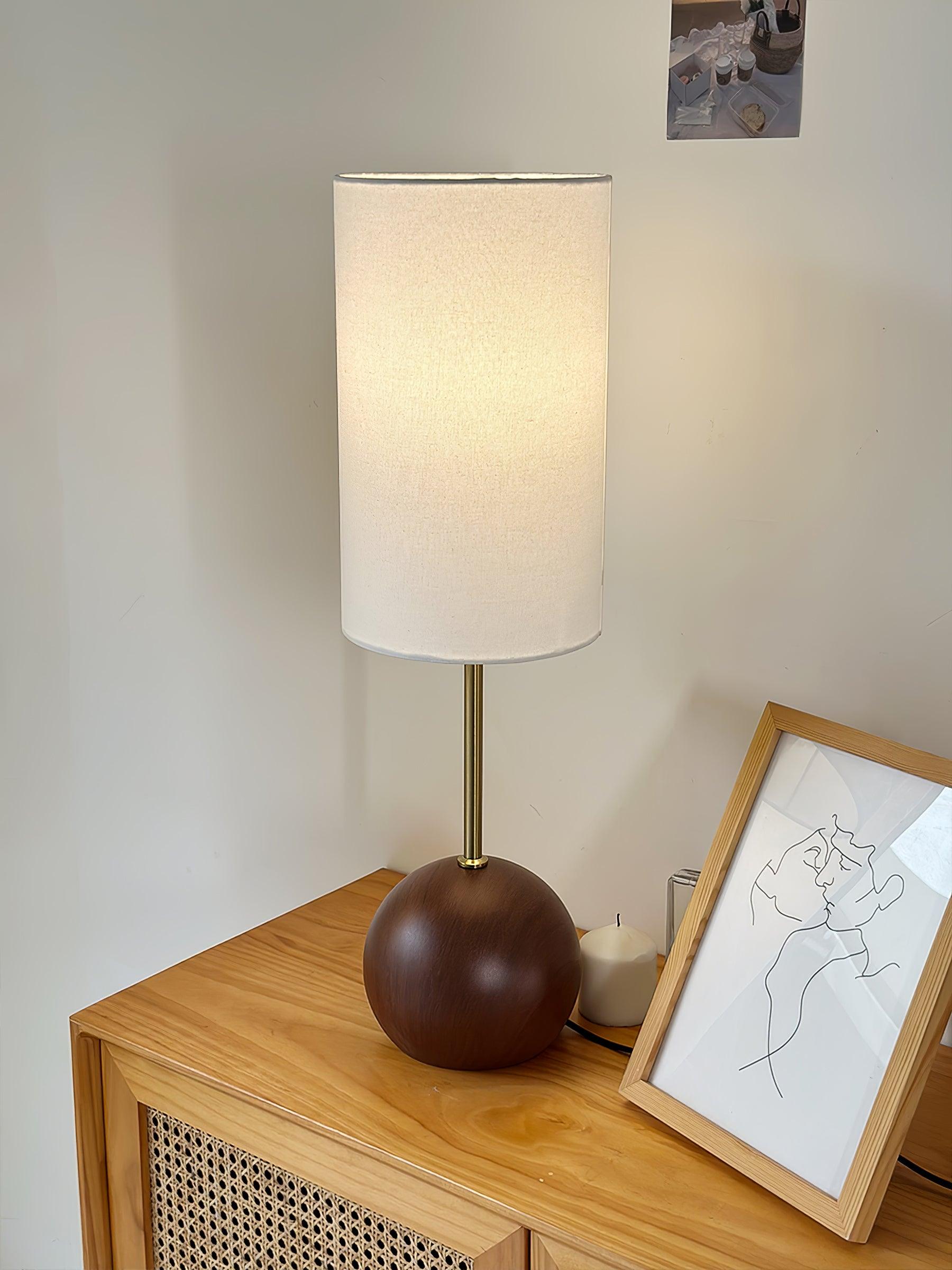 Orbis Wooden Sphere Table Lamp