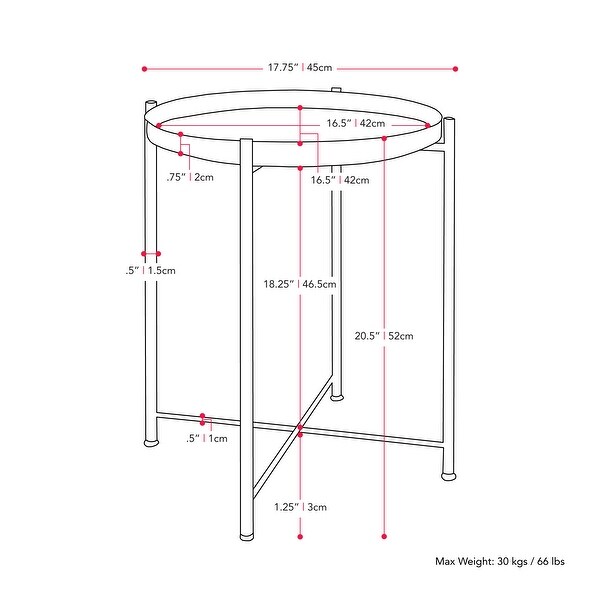 CorLiving Ayla Black Metal End Table With Removable Tray