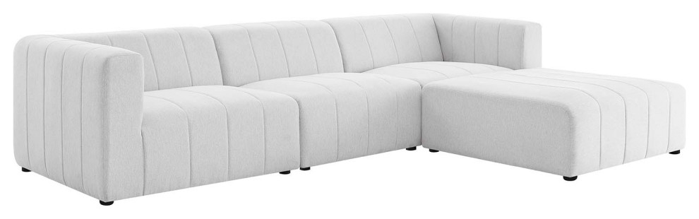 Bartlett Upholstered Fabric Upholstered Fabric 4 Piece Sectional Sofa Ivory   Transitional   Sectional Sofas   by House Bound  Houzz