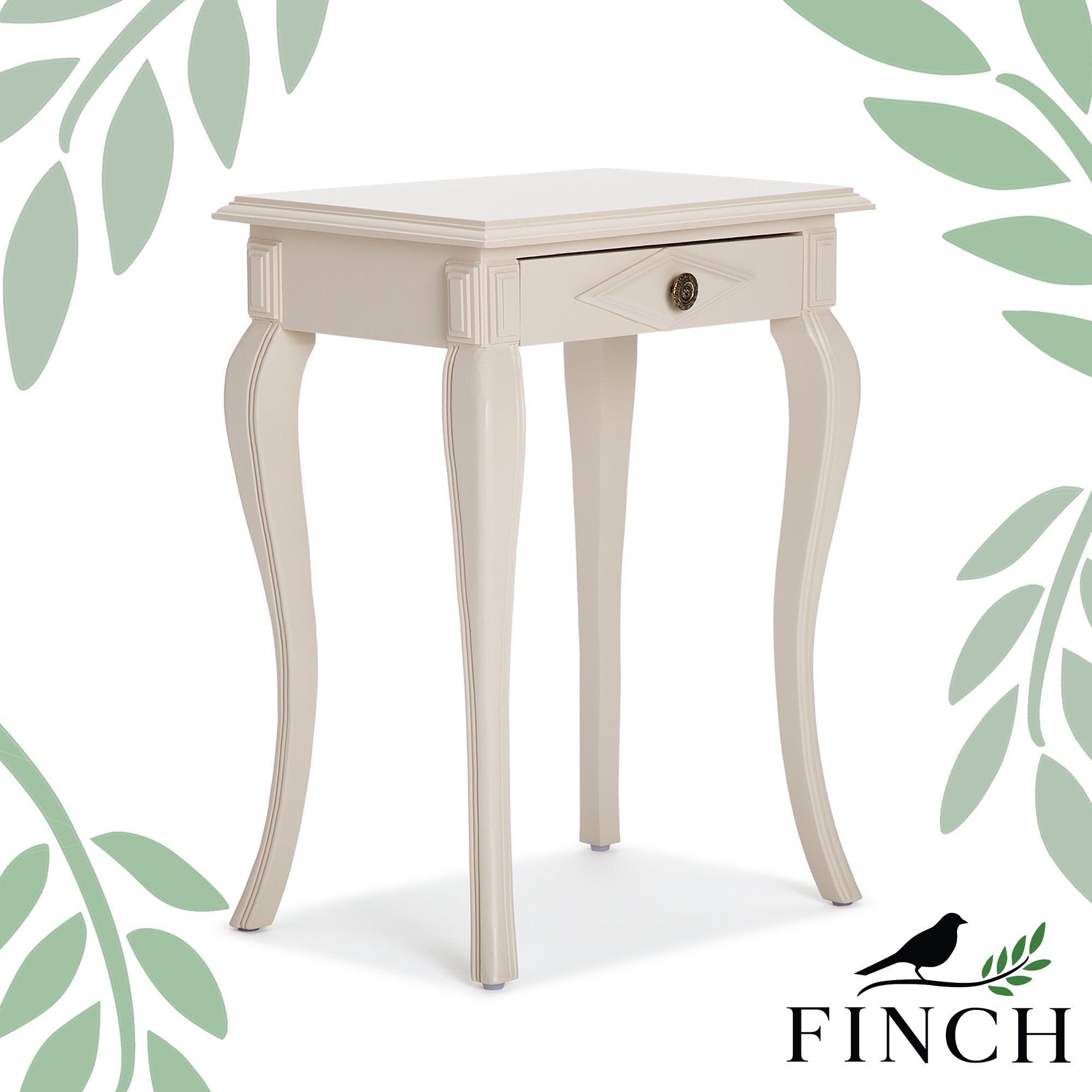 Finch Collins Side Table with Drawer， Creamy White