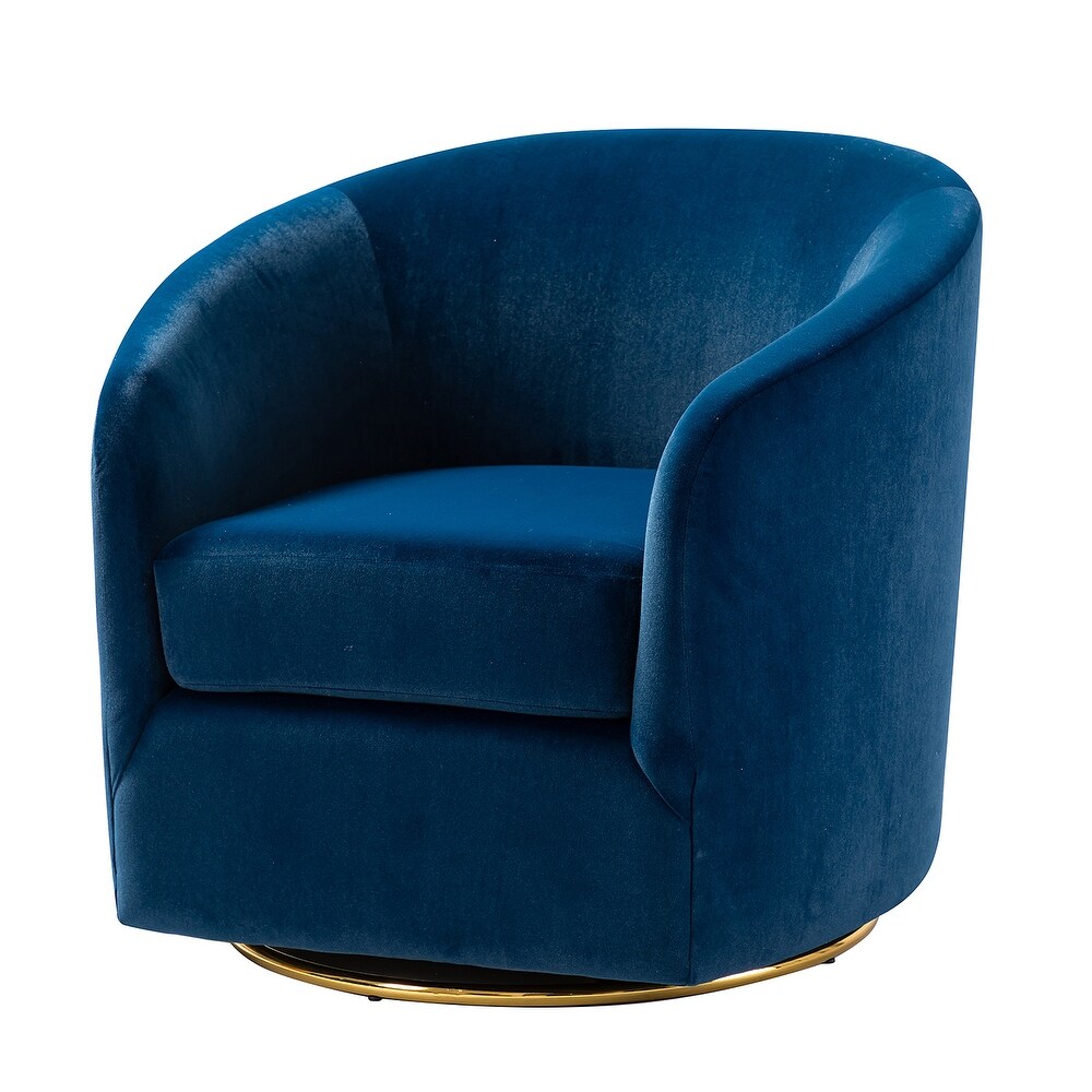 Eleuterio Modern Velvet Curved Swivel Accent Barrel Chair with Metal Base by HULALA HOME