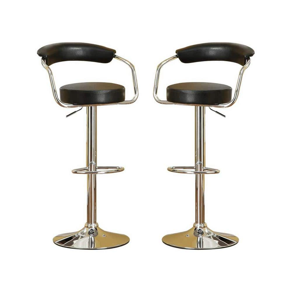 Wateday 34 in. Black Low Back Metal Frame Stool Height 28 in. Bar Stool with Fabric Seat (Set of 2) YJ-YUKI9596296