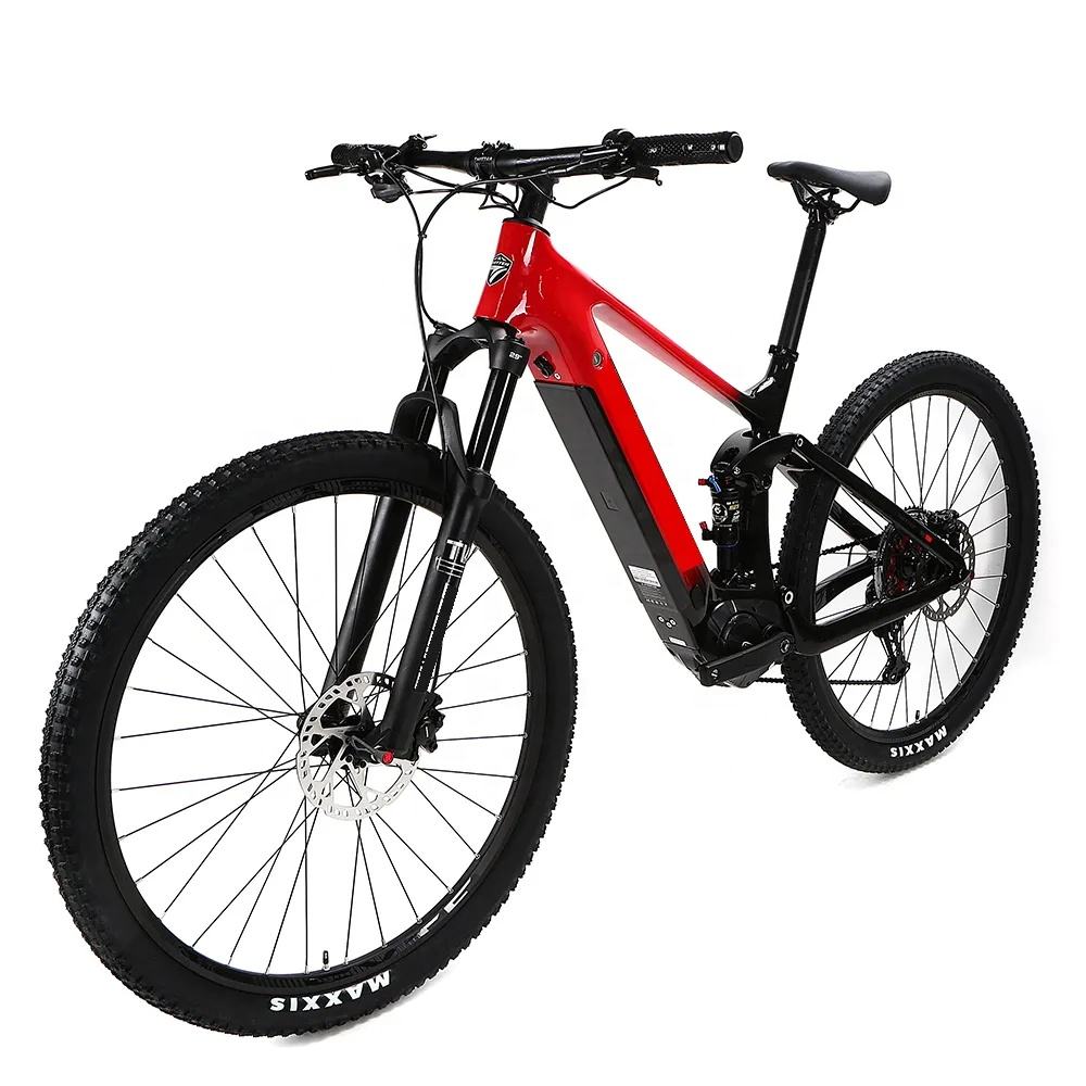 Carbon fiber full suspension 250W 500W 48V 15A mid drive motor electric bike 29 inch city ebike