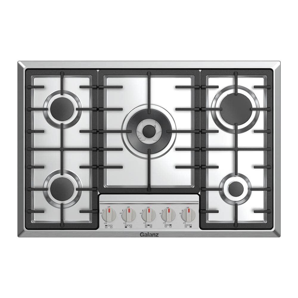 Galanz 30 in Gas Cooktop in Stainless Steel with 5 Defendi Italian Burners including Triple Ring Power and Simmer Burner