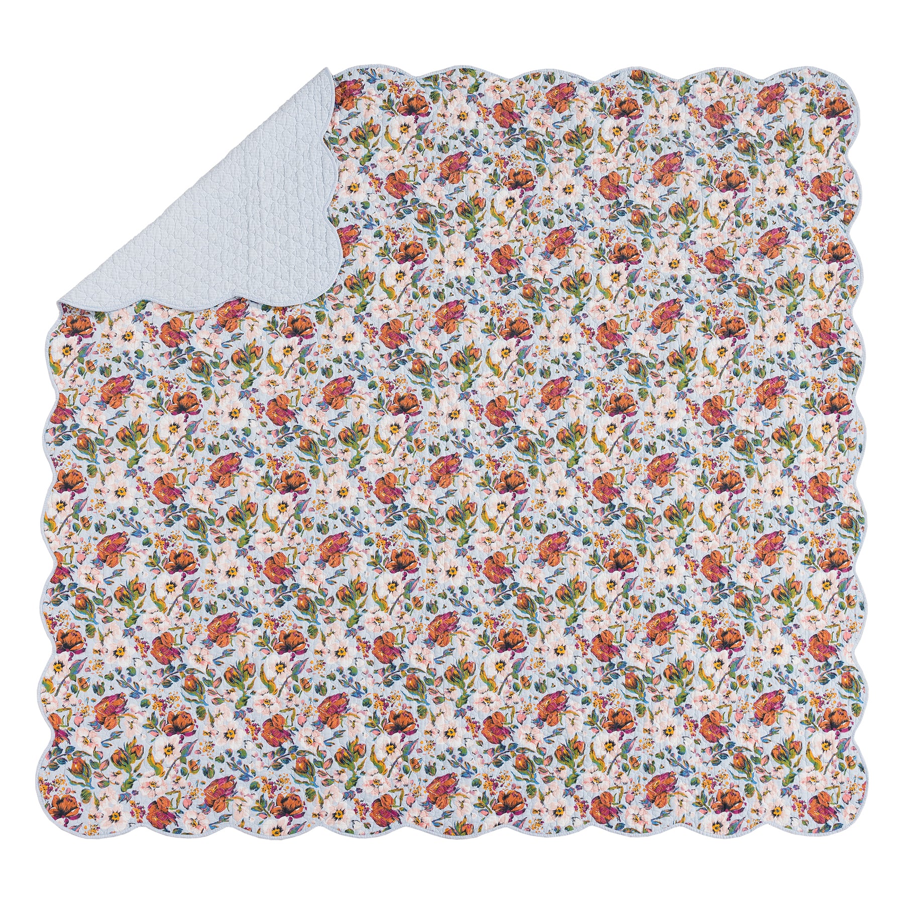 Sea Air Floral Quilt Set, Full - Queen