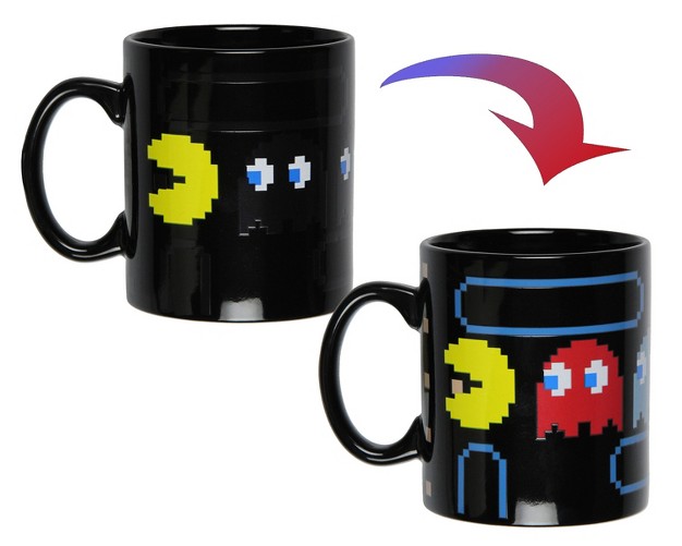 Pac man Heat Reactive Color Changing 16 Oz Tea Coffee Mug Cup Black