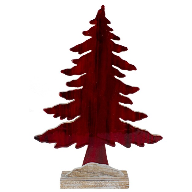 Red And White Stained Forest Tree Christmas Tabletop Decor