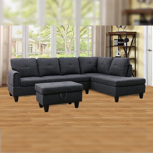 3PC Left Facing Sectional with ottoman