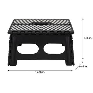 SIMPLIFY Extra Wide Single Step Folding Polypropylene Step Stool 200 lb. Capacity 26458-BLACK