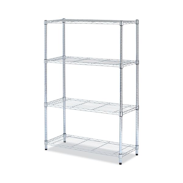 Alera Residential Wire Shelving， Four-Shelf， 36w x 14d x 54h， Silver