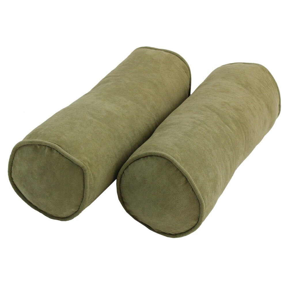 20 inch by 8 inch Corded Microsuede Bolster Pillows (Set of 2)