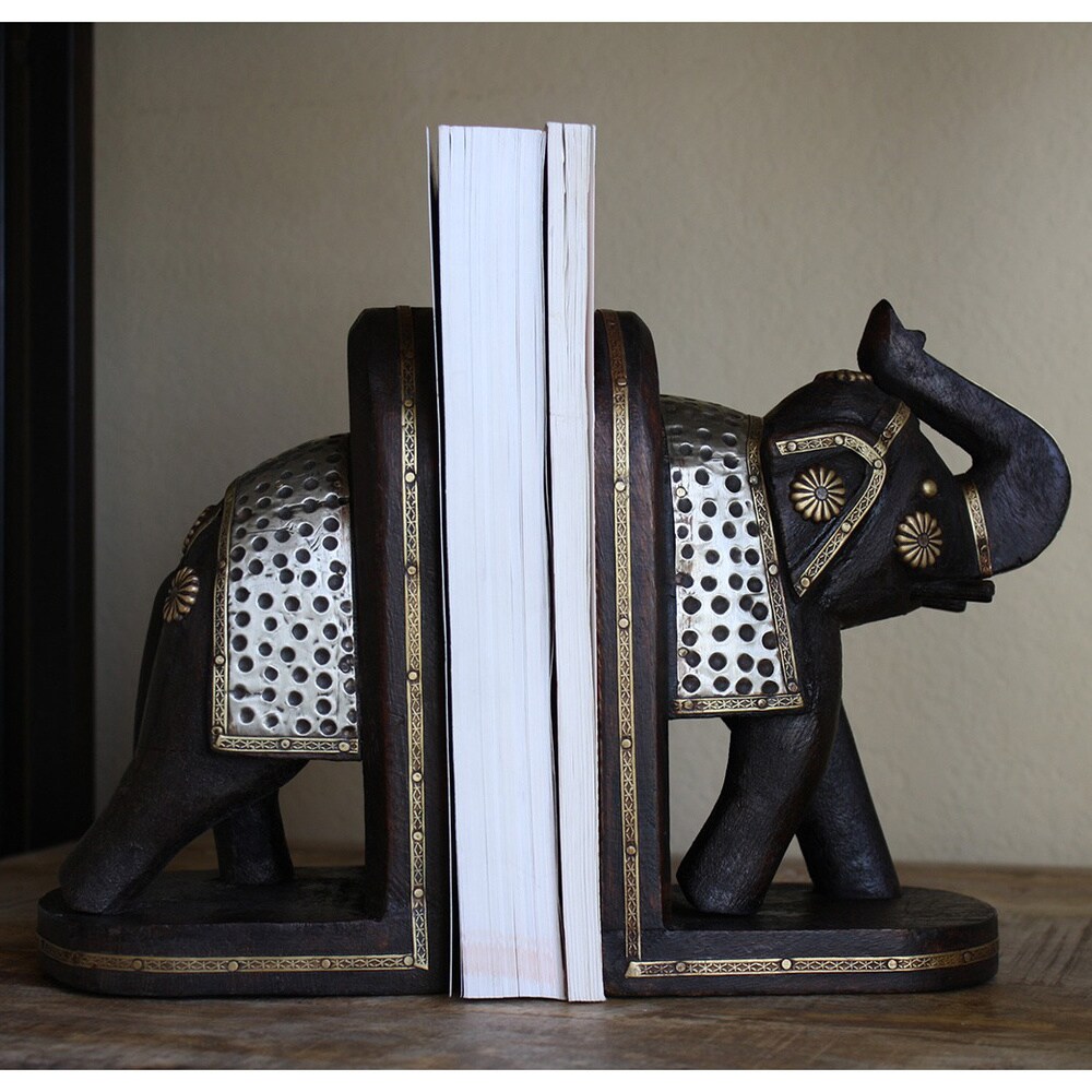 Handmade Elephant Bookend Pair (India)