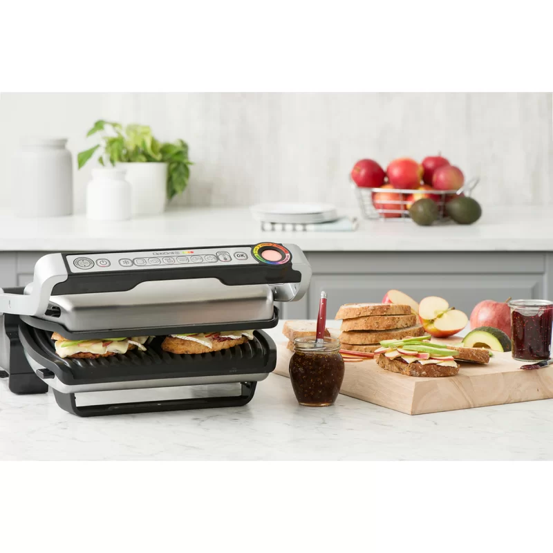 T-Fal GC712D54 OptiGrill + Grill with Automatic Sensor Cooking， Multicolor