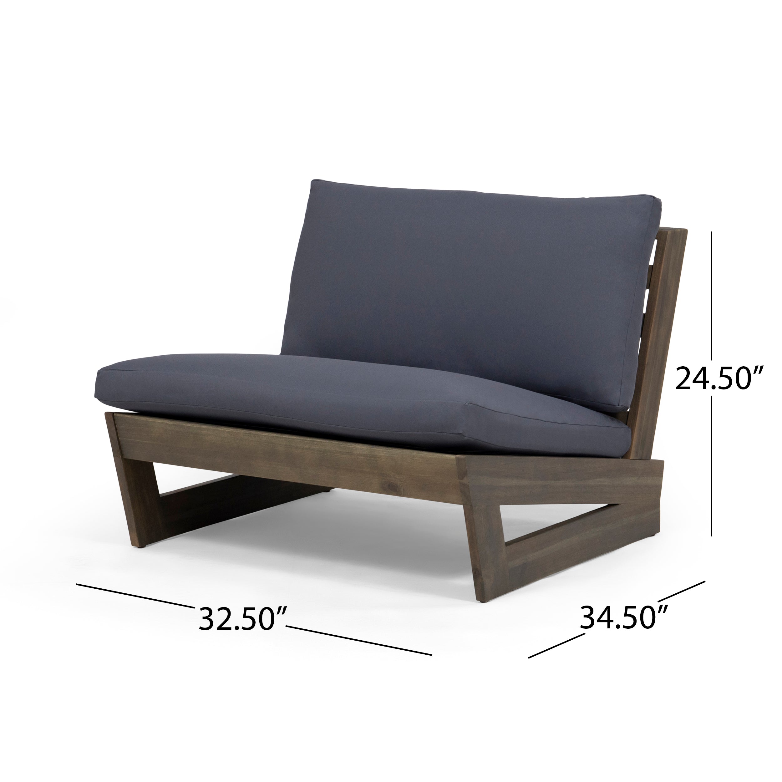 Elloree Outdoor Acacia Wood Club Chair with Cushions