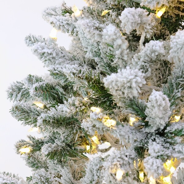 National Tree Company 6.5 ft. Snowy Chatham Slim Tree with Warm White LED Lights and PowerConnect