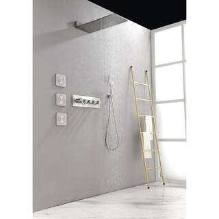 Lukvuzo Wall Mounted Waterfall Rain Shower System in Brushed Nickel with 3 Body Sprays and Handheld Shower HDSA11FS023