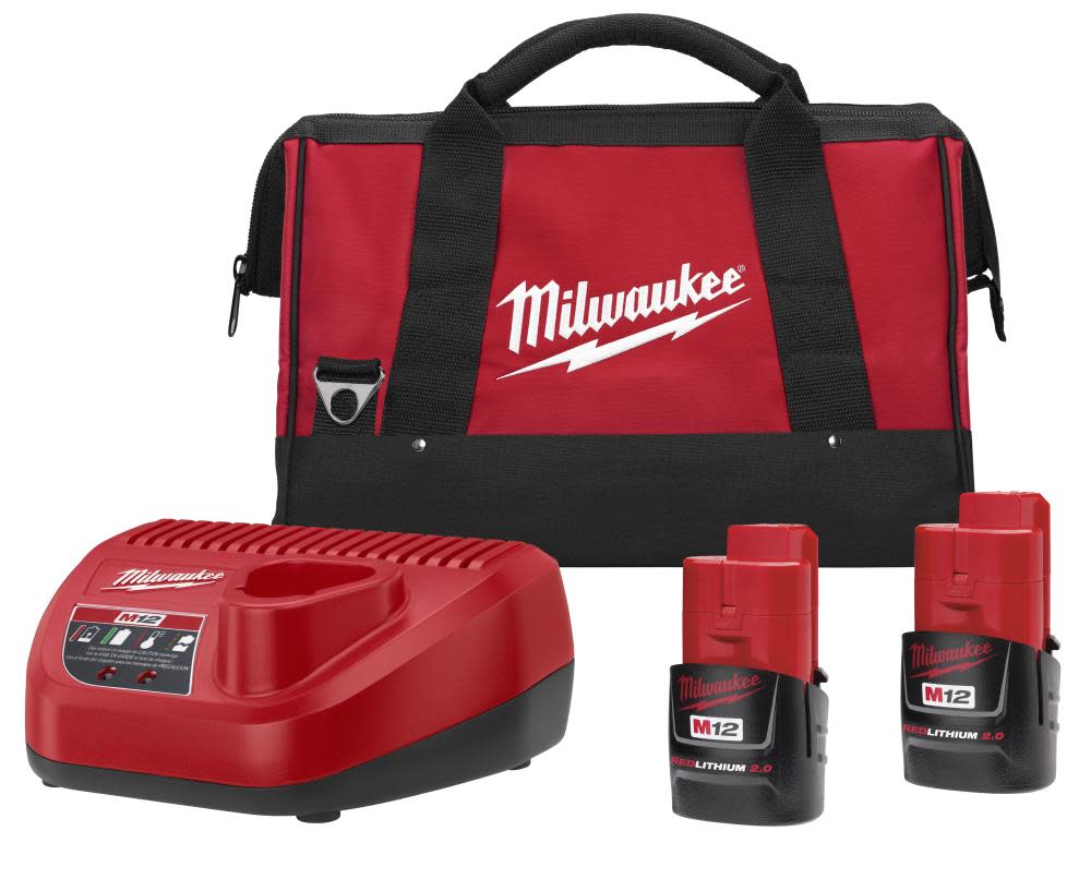 Milwaukee M12 REDLITHIUM Compact 2.0Ah Batteries and Charger Starter Kit 48-59-2422P from Milwaukee