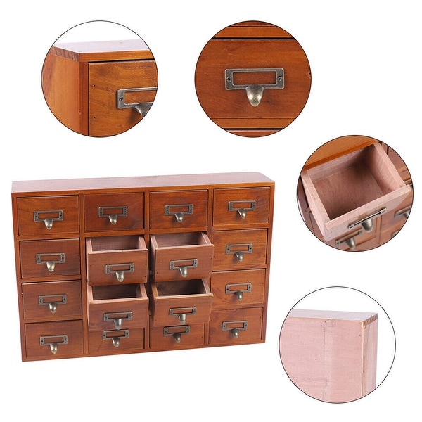 Traditional 16 Drawers Wood Apothecary Chest Storage Cabinet - - 37065713