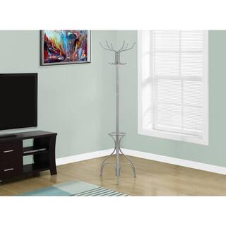 Monarch Specialties Silver 10-Hook Coat Rack I 2032