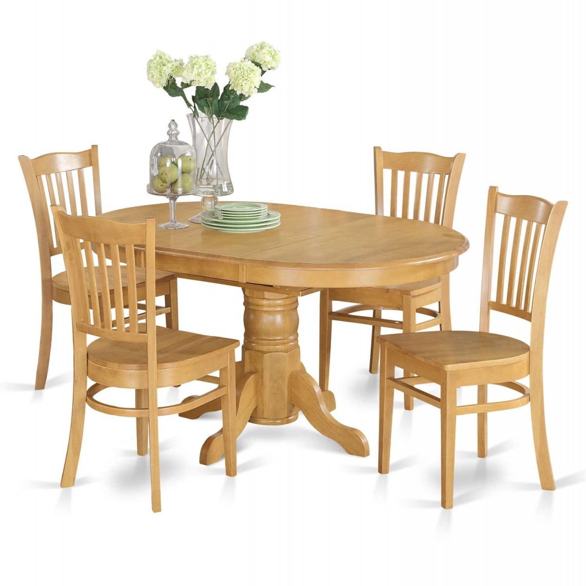 East West Furniture Avon 5 Piece Dining Room Table Set - Table with Leaf and 4 Dining Chairs