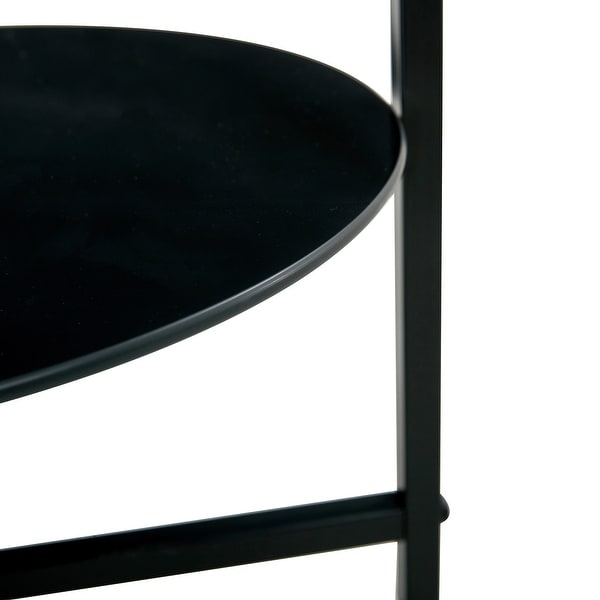 2-layer Round Tempered Glass End Table for Living Room