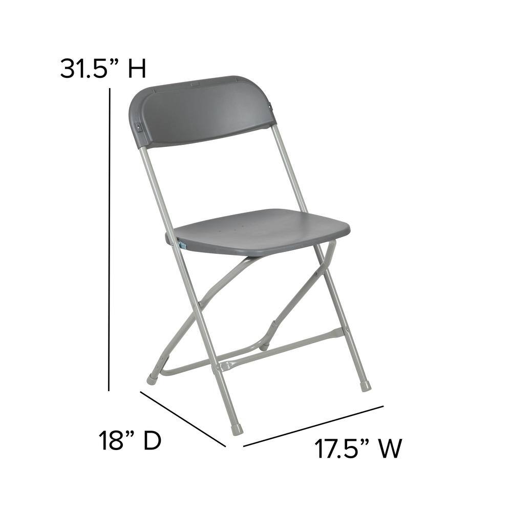 Carnegy Avenue Grey Plastic Seat with Metal Frame Folding Chair (Set of 2) CGA-LE-274400-GR-HD