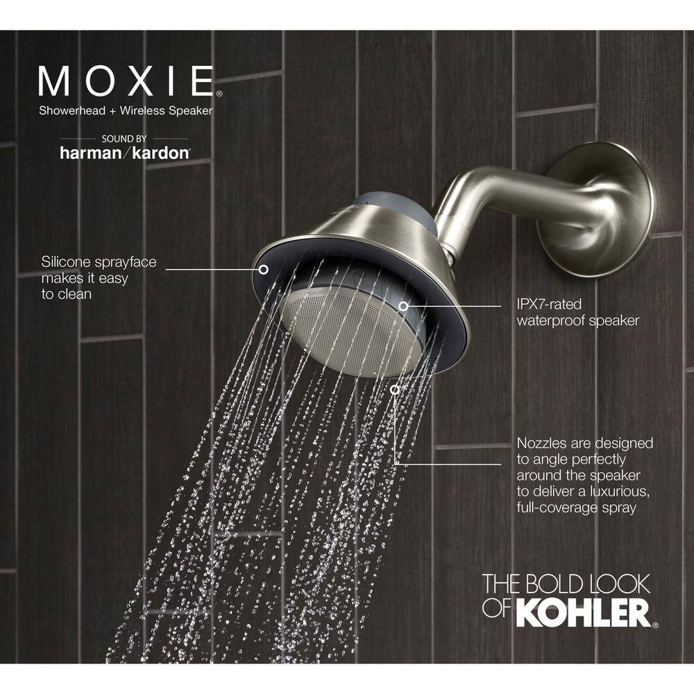 KOHLER Moxie 2.5 gpm Shower Head with Waterproof Speaker Featuring Bluetooth Wireless Technology and sound by Harman Kardon K-28238-NKE-CP