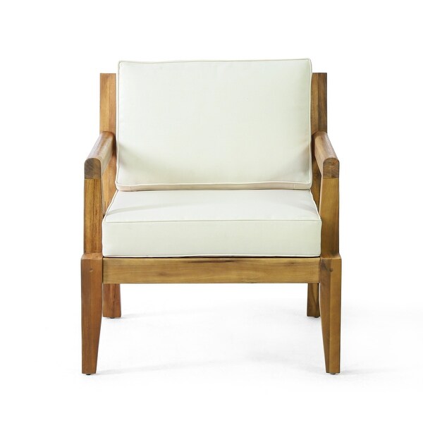 Rossville Outdoor Cushioned Acacia Club Chairs by Christopher Knight Home