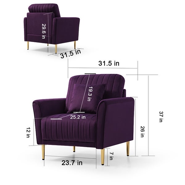 Modern Soft Velvet Living Room Chair， Upholstered Accent Armchair Side Chair With Gold Legs