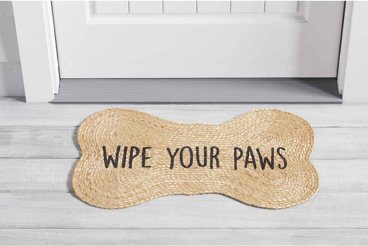 Mud Pie Jute Dog Bone Door Mat， Tan