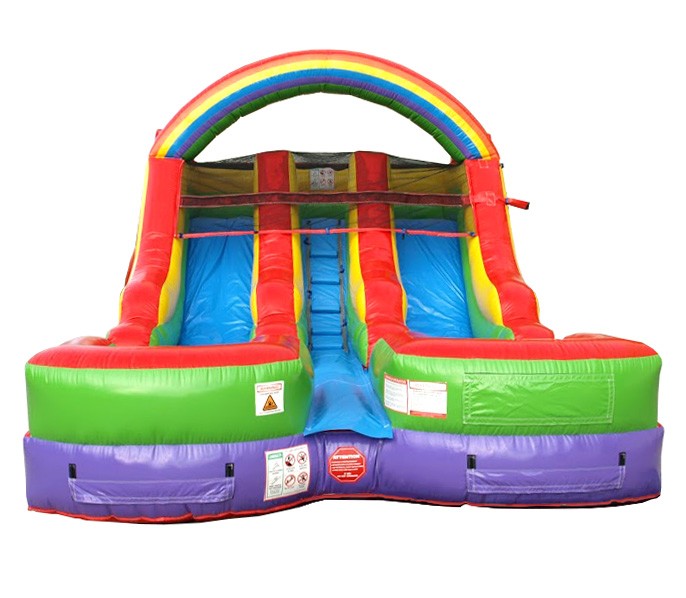 TentandTable Commercial Inflatable Water Slide, Rainbow Double Lane with Blower, 13'