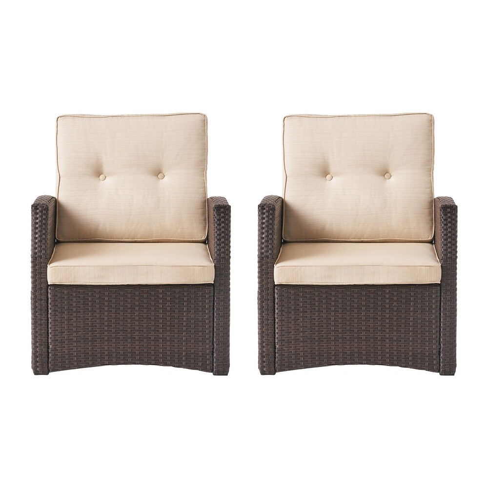 Sanger Wicker Outdoor Club Chairs with Cushions by Christopher Knight Home