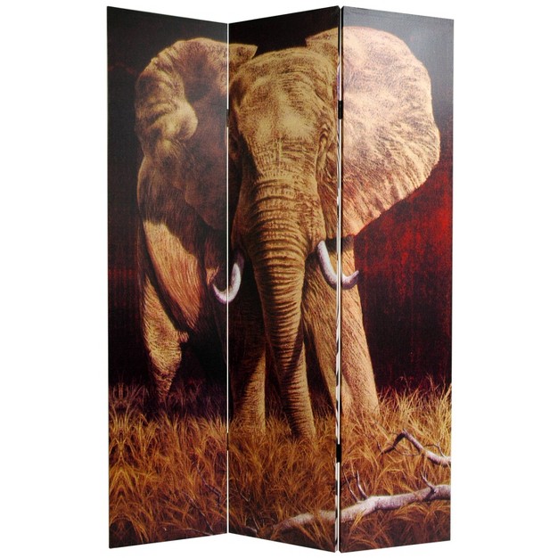 Double Sided Elephant And Zebra Canvas Room Divider Oriental Furniture