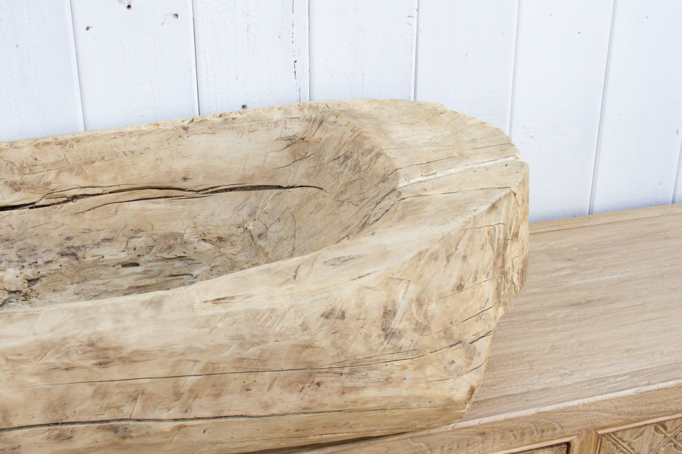 Massive Antique Bleached Wood Trough Planter   Rustic   Outdoor Pots And Planters   by De cor  Houzz