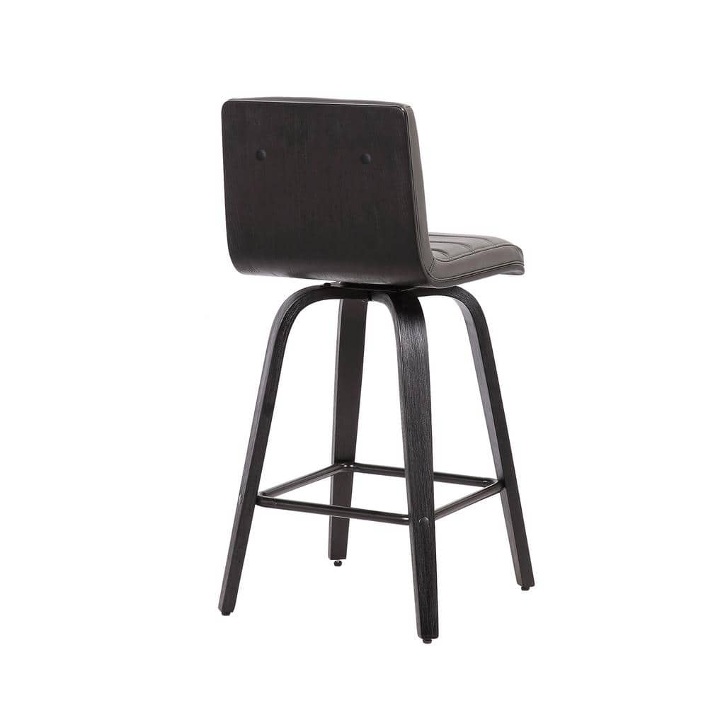 Armen Living Vienna 30 in. H Bar Grey in Black Brushed Wood with Faux Leather Bar Stool LCVIBAGRBL30