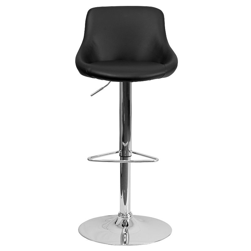 Emma and Oliver Black Vinyl Bucket Seat Adjustable Height Barstool