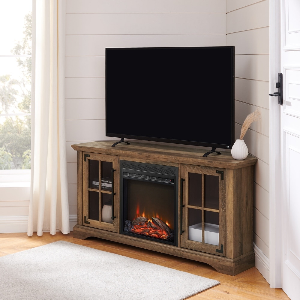 Middlebrook Rustic Fireplace Corner TV Stand