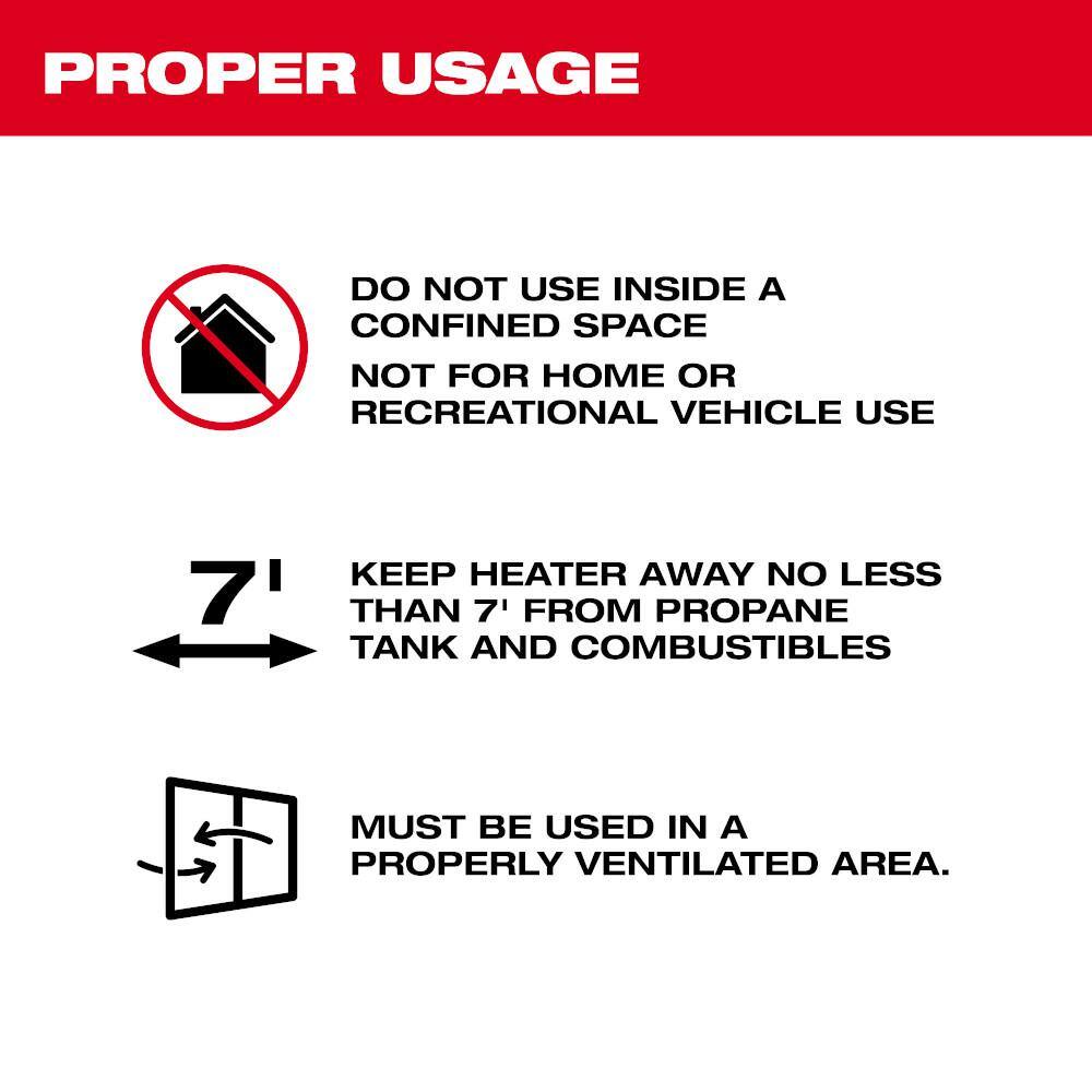 MW M18 18-Volt Lithium-Ion Cordless Forced Air Propane Portable Heater (Tool-Only) 0801-20