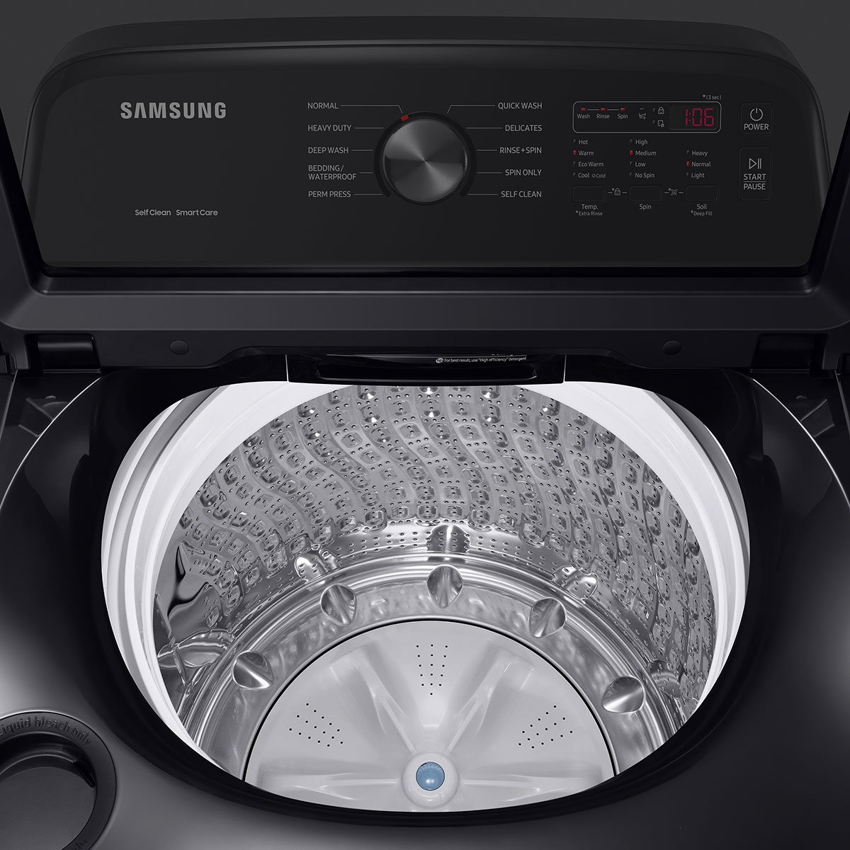  5 Cu. Ft. Brushed Black Large Capacity Top Load Washer With Deep Fill And EZ Access Tub